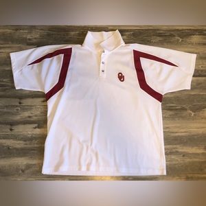 NCAA Mens Top Polo Oklahoma Sooners OU Football White Half Button Size XL